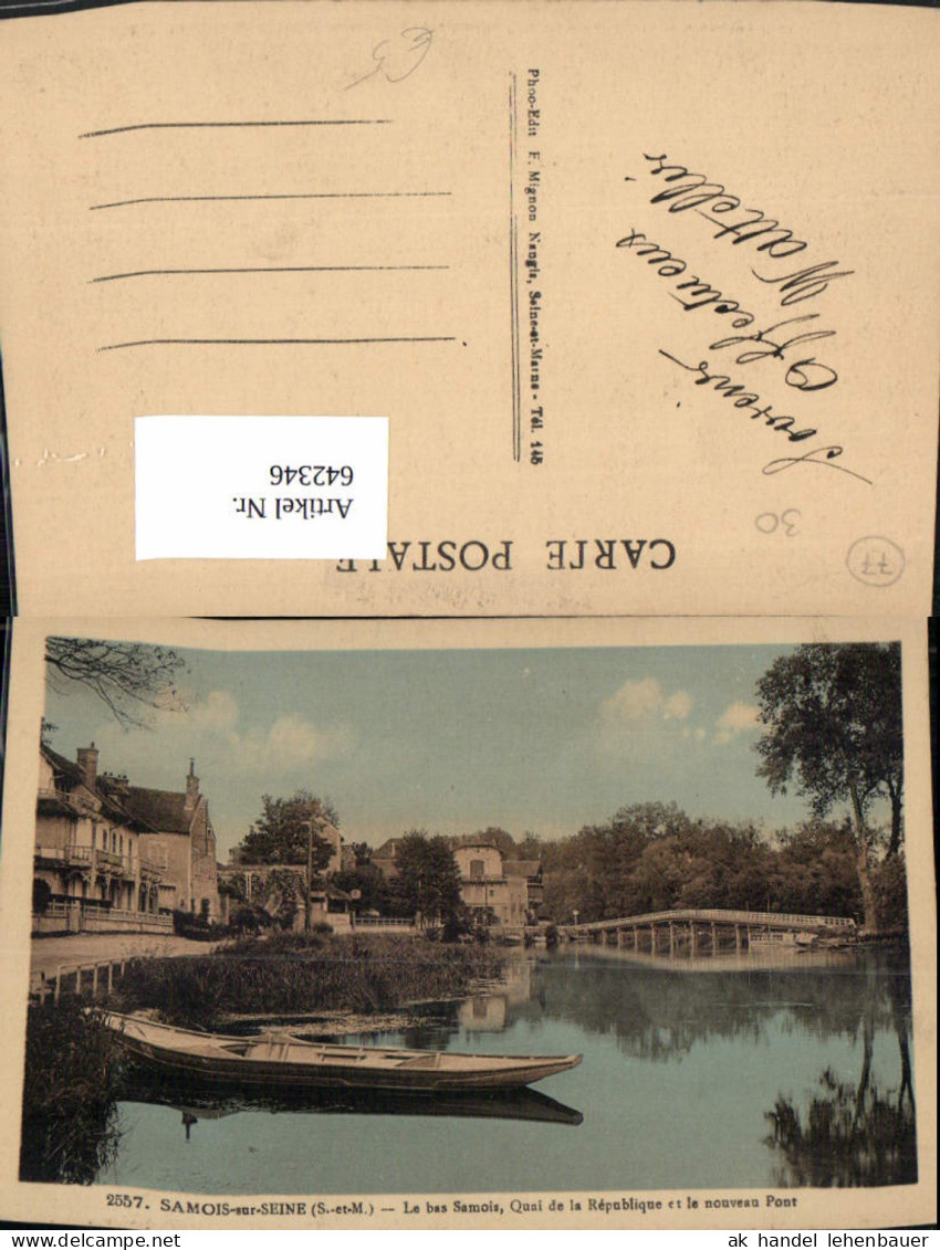 642346,Samois-sur-Seine Le bas Samois Quai de la Republique et le nouveau Pont France