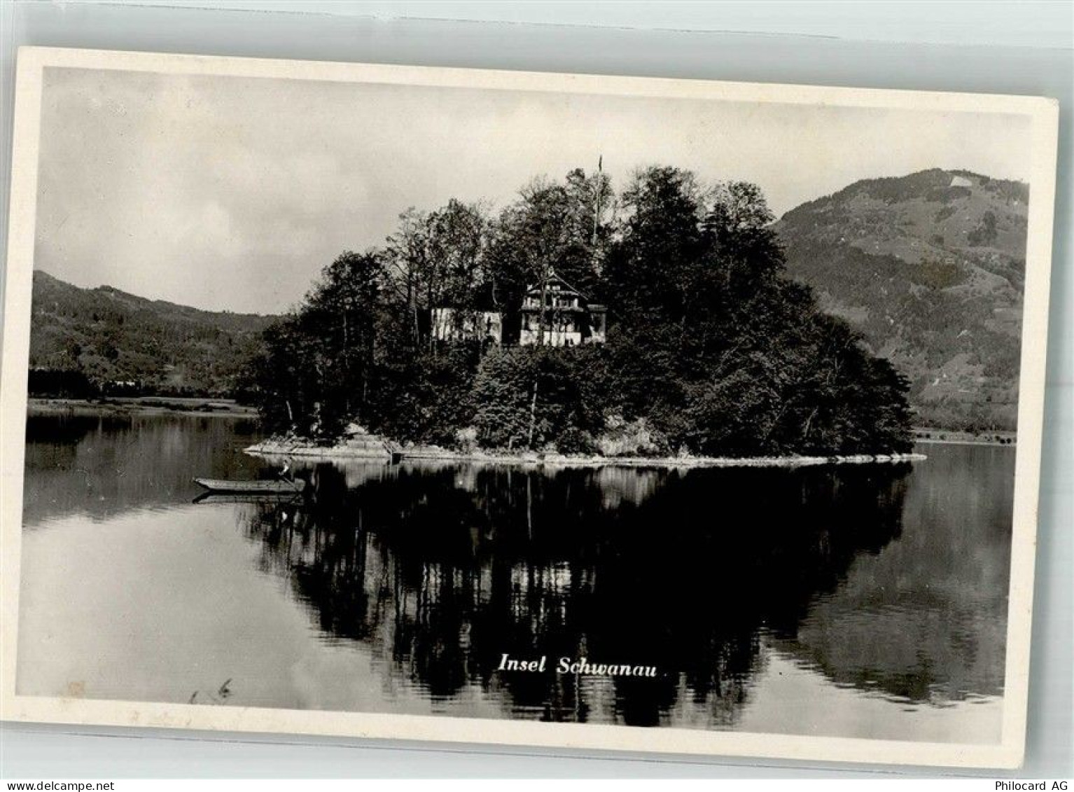 6424 Lauerz 1949 Foto AK Insel Schwanau Lowrenezersee - 38211541