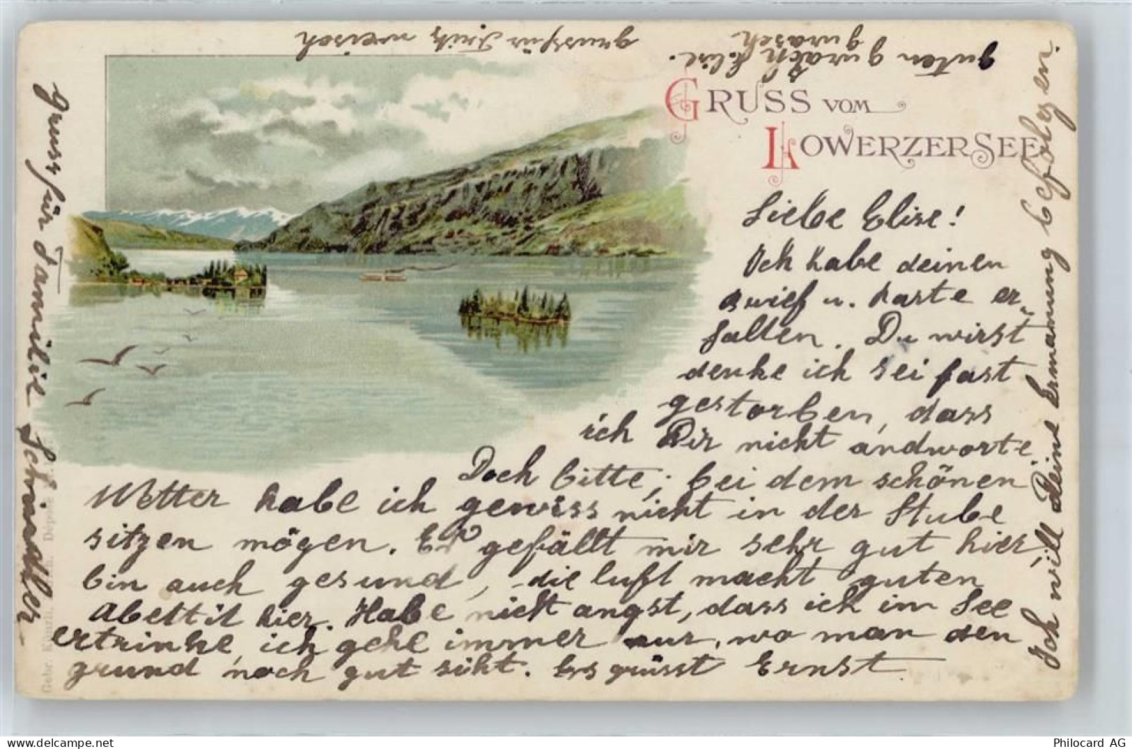 6424 Lauerz Lithographie Marke entfernt - 50714604