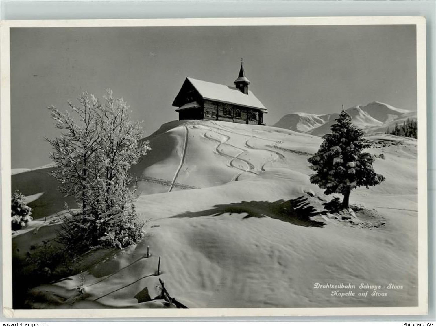 6433 Stoos SZ - Drahtseilbahn Schwyz Stoos Kapelle auf Stoos Winter - 10390843