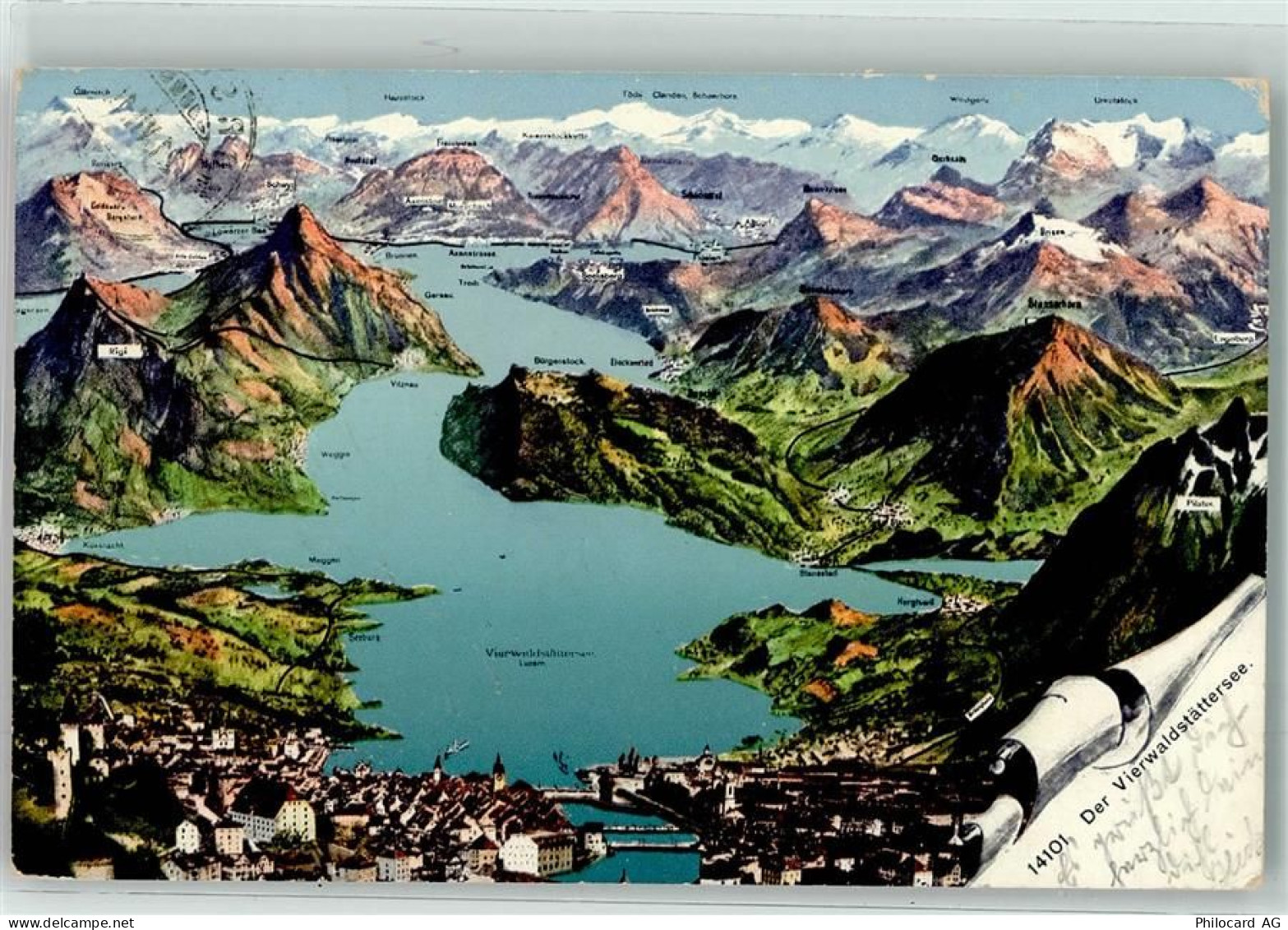 6440 Vierwaldstättersee 1910 - Vogelschau - 39402833