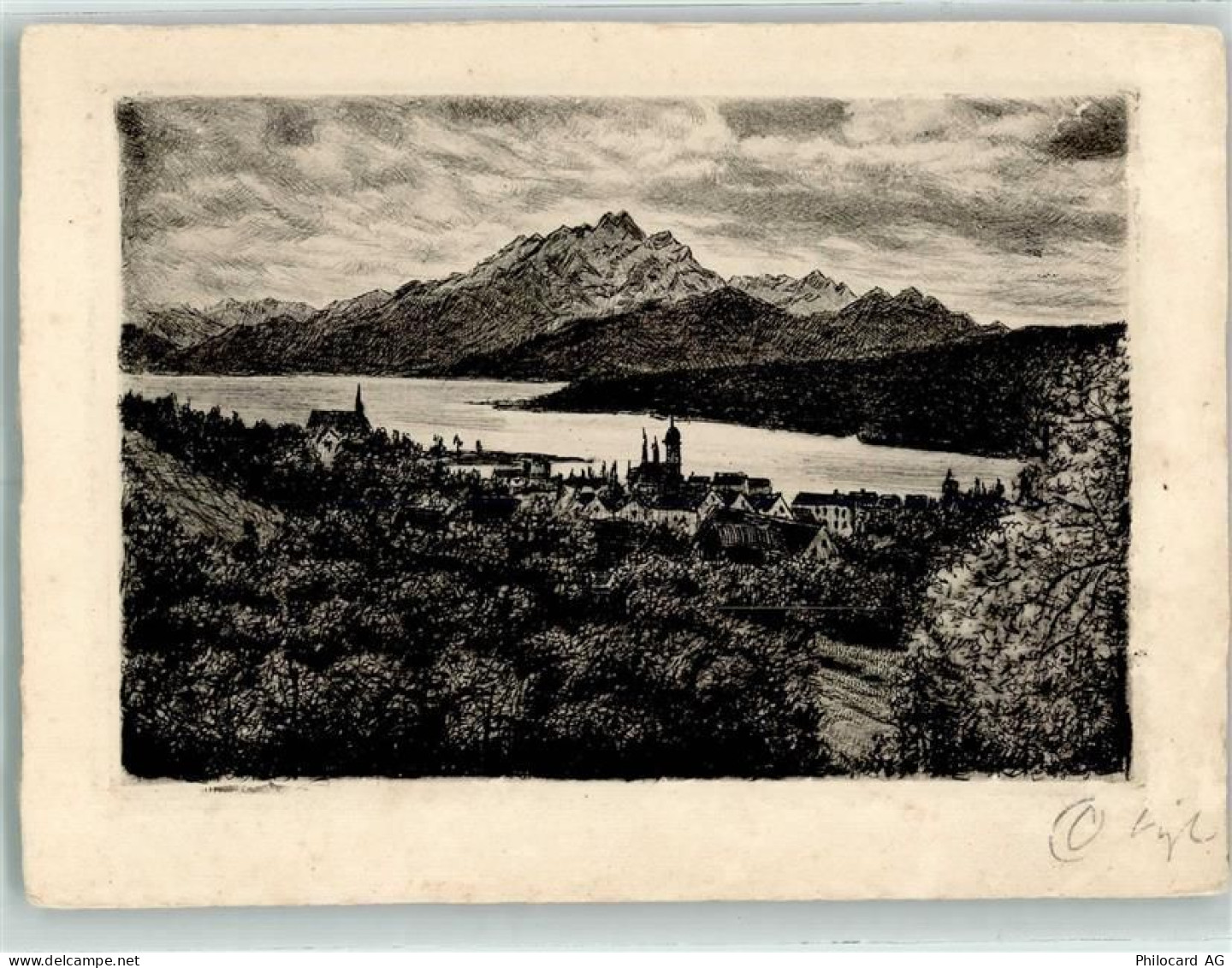 6440 Vierwaldstättersee - Radierung Pilatus - 10144449