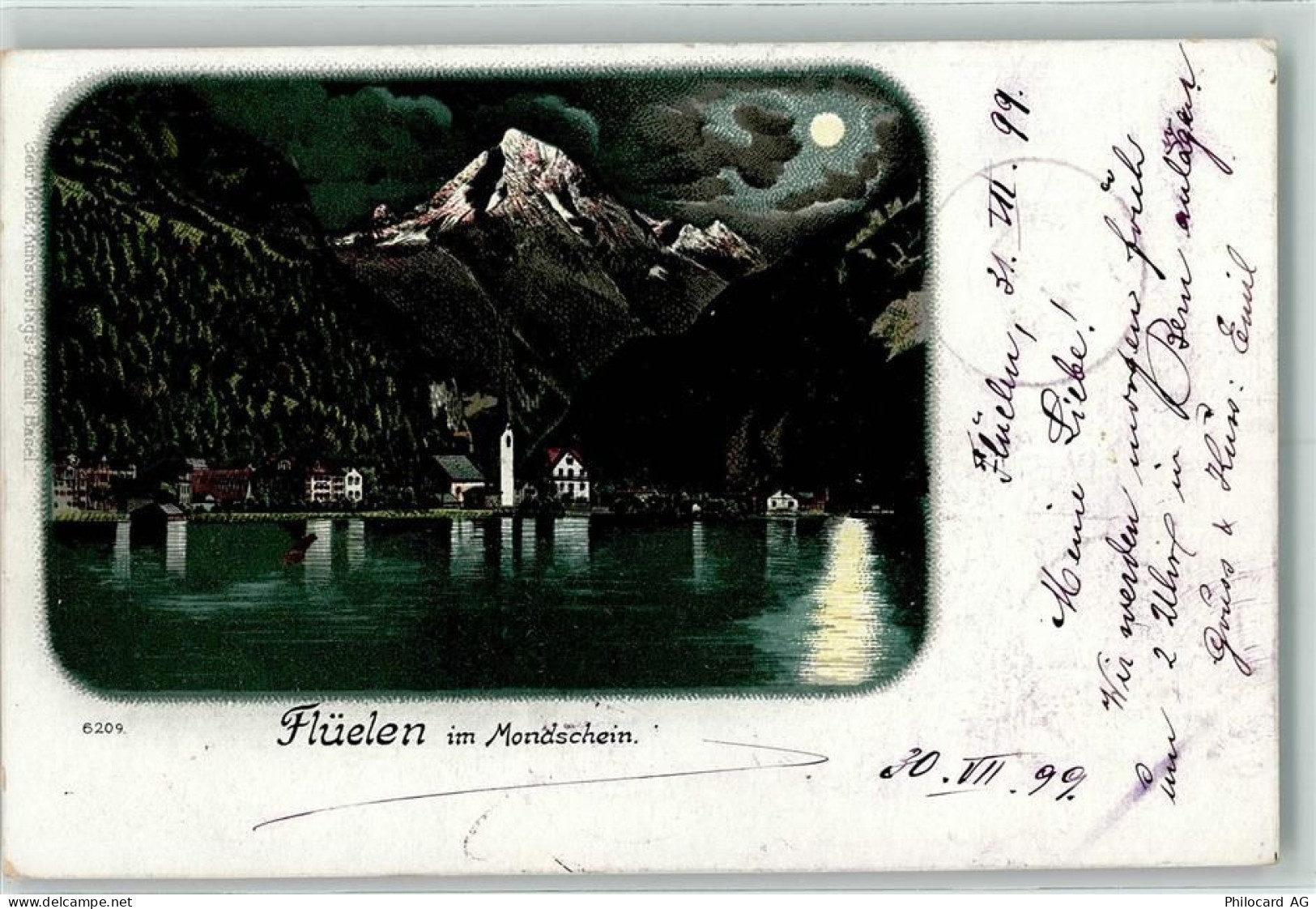 6454 Flüelen 1899 Mondschein Flüelen im Mondschein - 13127940