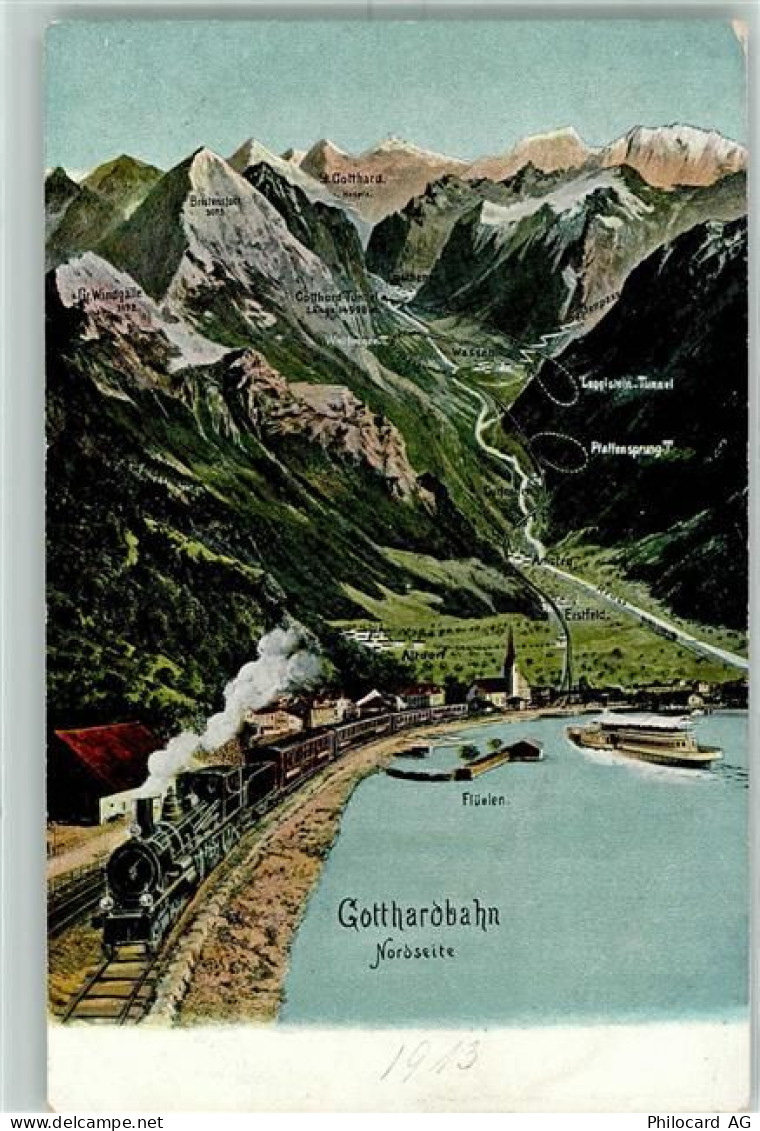 6454 Flüelen - Vogelschau Gotthardbahn - 10396182