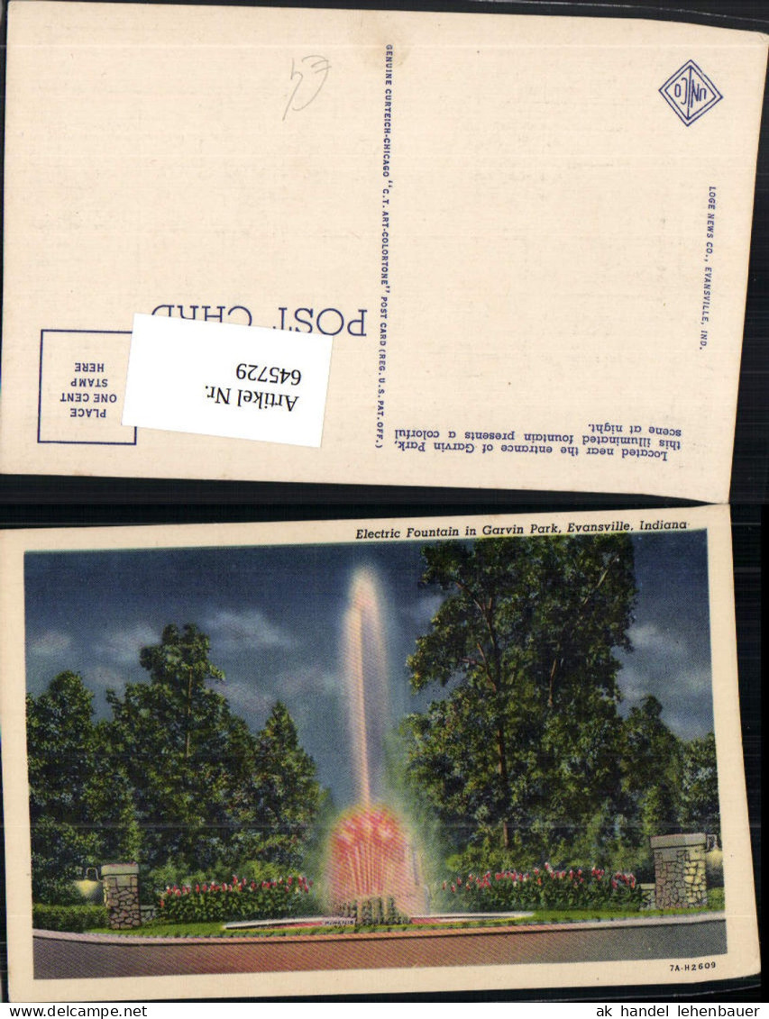 645729,Indiana Evansville Electric Fountain Garvin Park