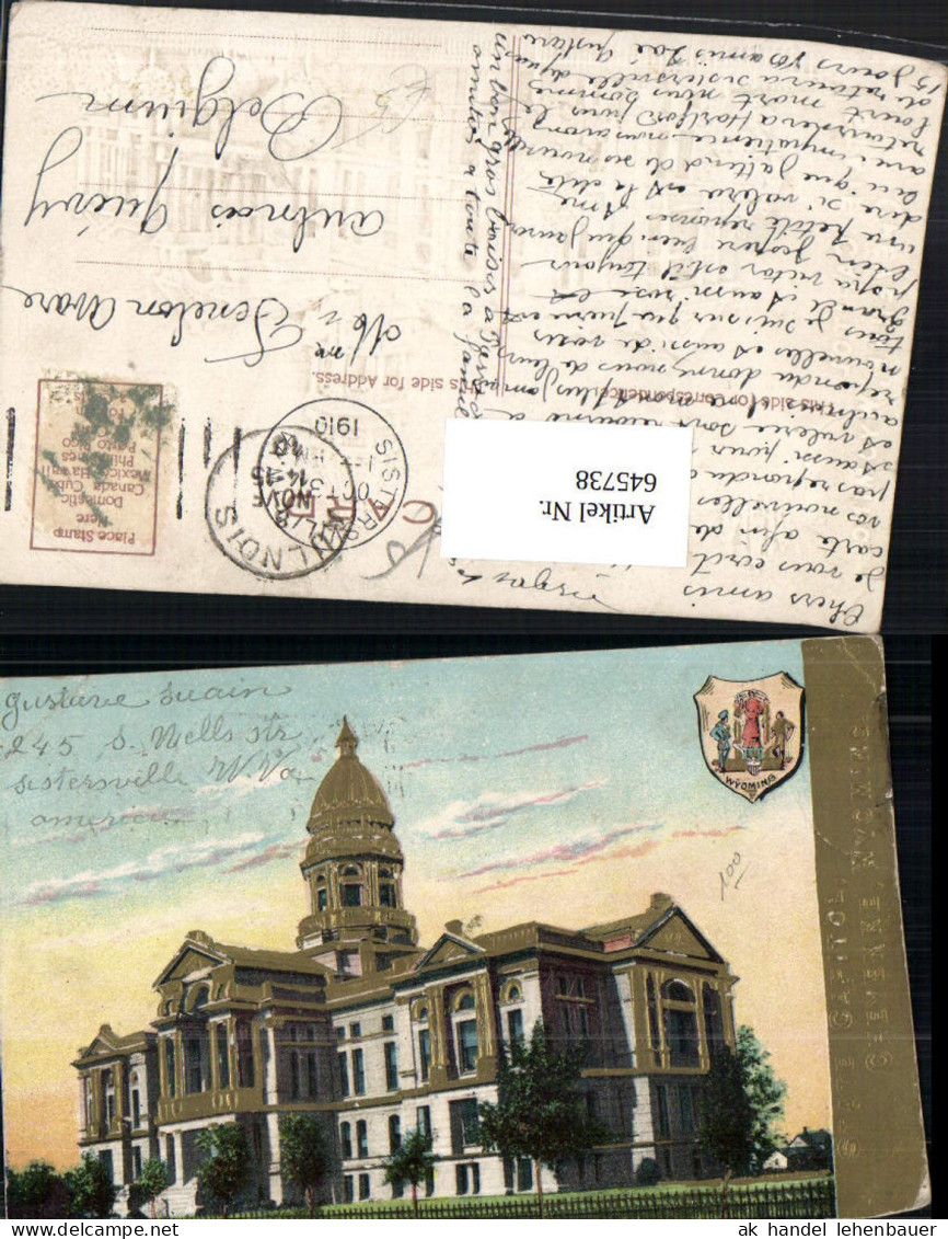 645738,Wyoming Cheyenne State Capitol Embossed Card