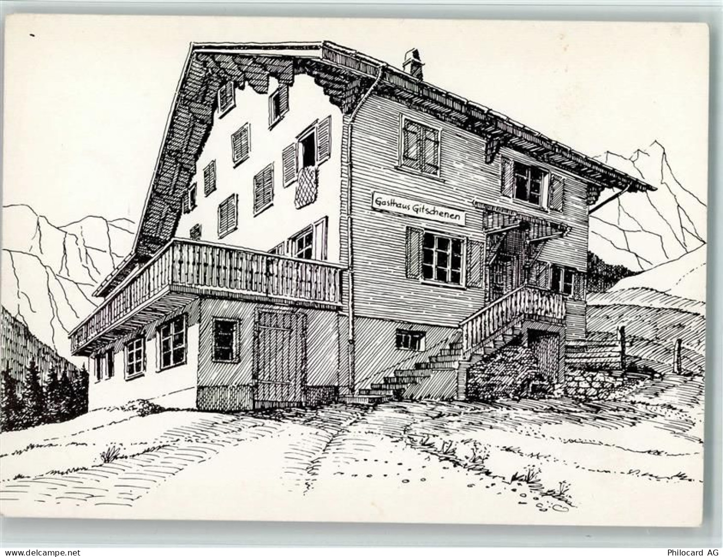 6461 Isenthal Künstlerkarte Gasthaus Gitschenen Seilbahnstation - 11051897