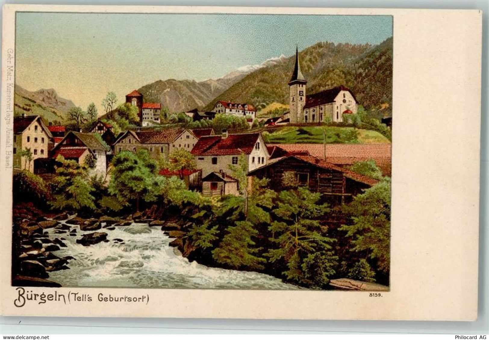 6463 Bürglen UR 1898 Lithographie Gruss aus - Gebr. Metz 8159 - Teilansi... - 13208807