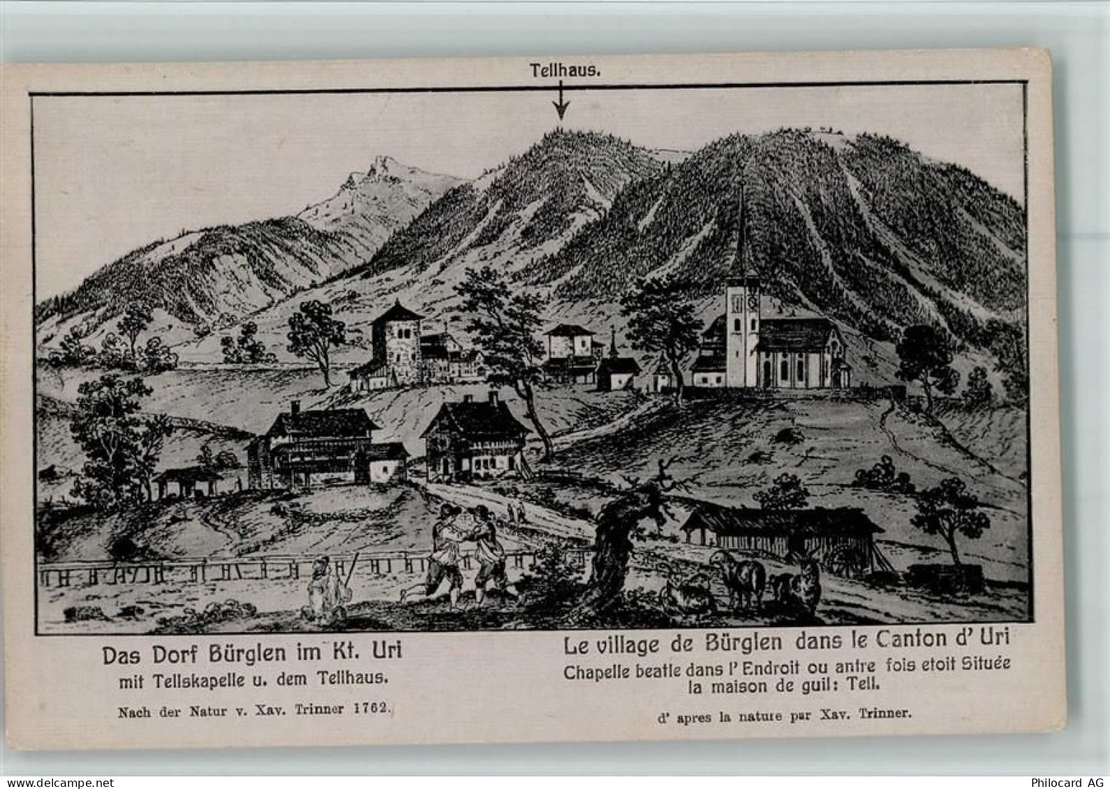 6463 Bürglen UR Künstlerkarte Tellkapelle und Tellhaus, gute Erhaltung A... - 13056769