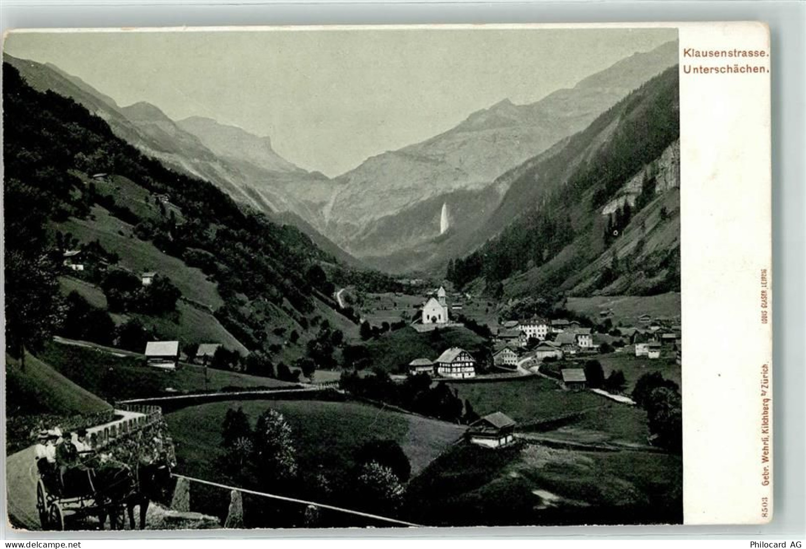 6465 Unterschächen - Pferdekutsche an der Klausenstrasse - 10604261