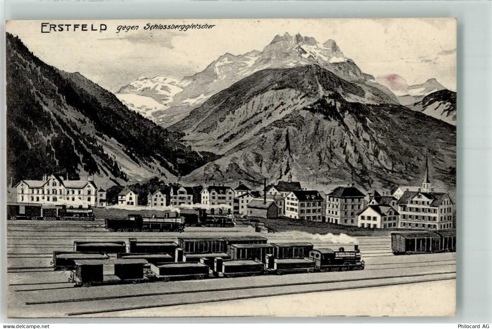6472 Erstfeld 1914 - Bahnhof Eisenbahn Schlossberggletscher - 13636574