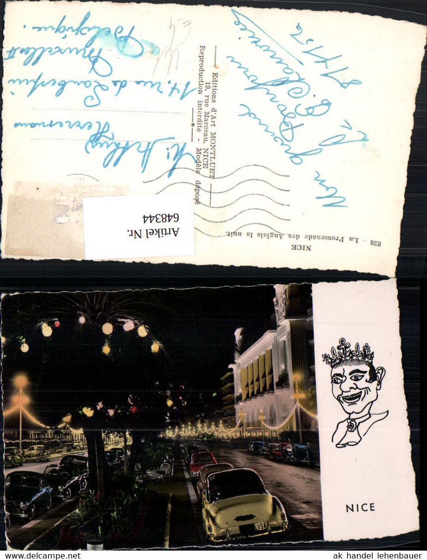 648344,Foto Ak Nice Nizza Auto La Promenade des Anglais la nuit France