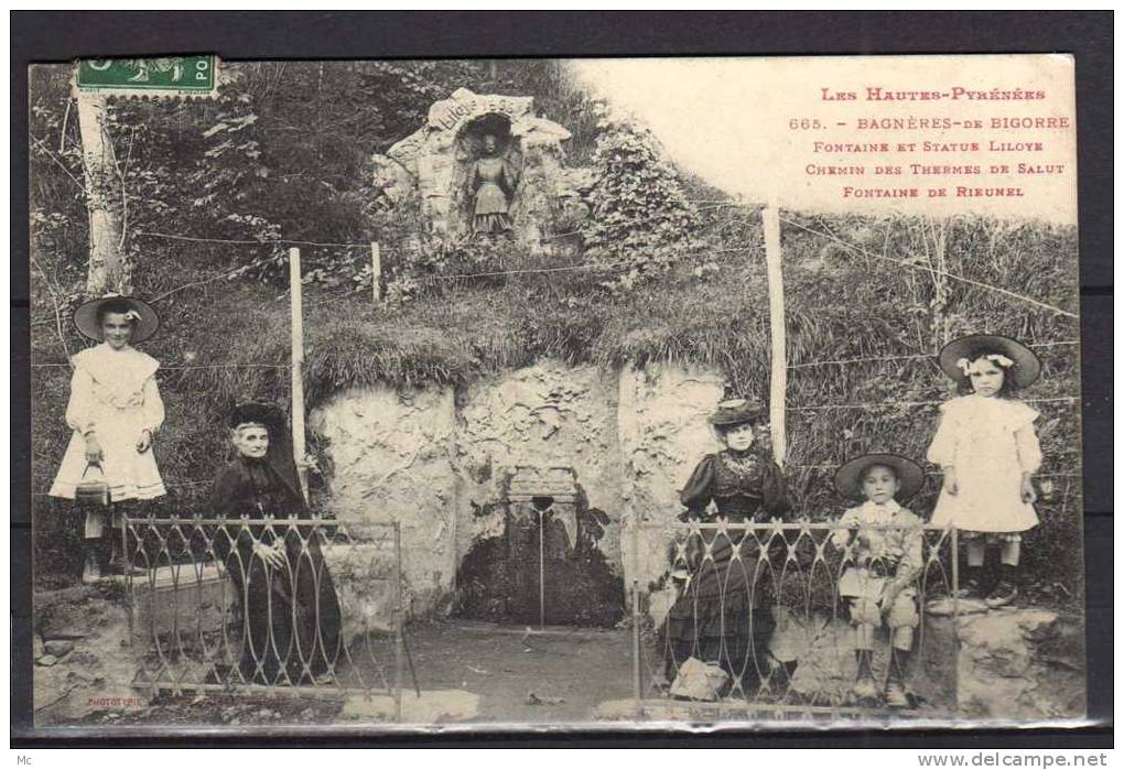 65 - Bagnères-de-Bigorre - Fontaine et Statue Liloye - Chemin des Thermes de Salut - Fontaine de Rieunel