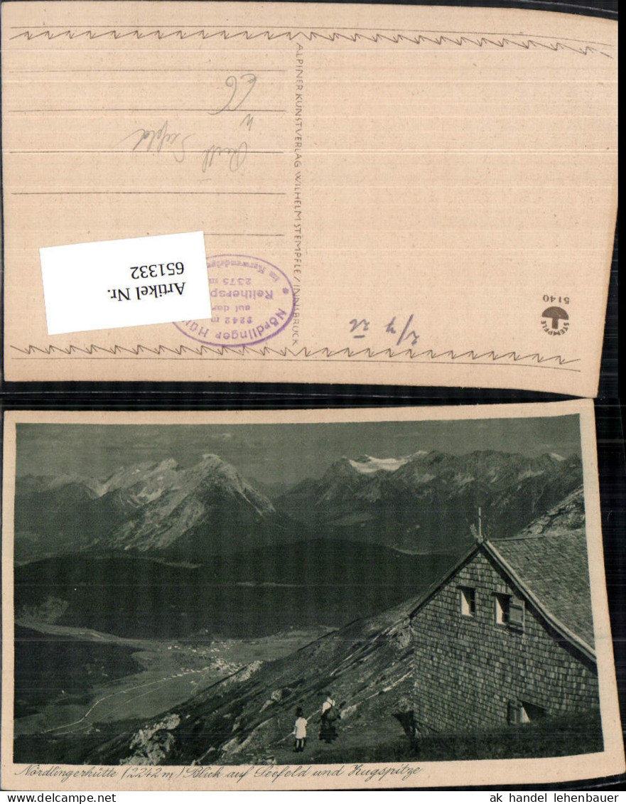 651332,Reith bei Seefeld Nördlingerhütte Blick auf Seefeld u. Zugspitze