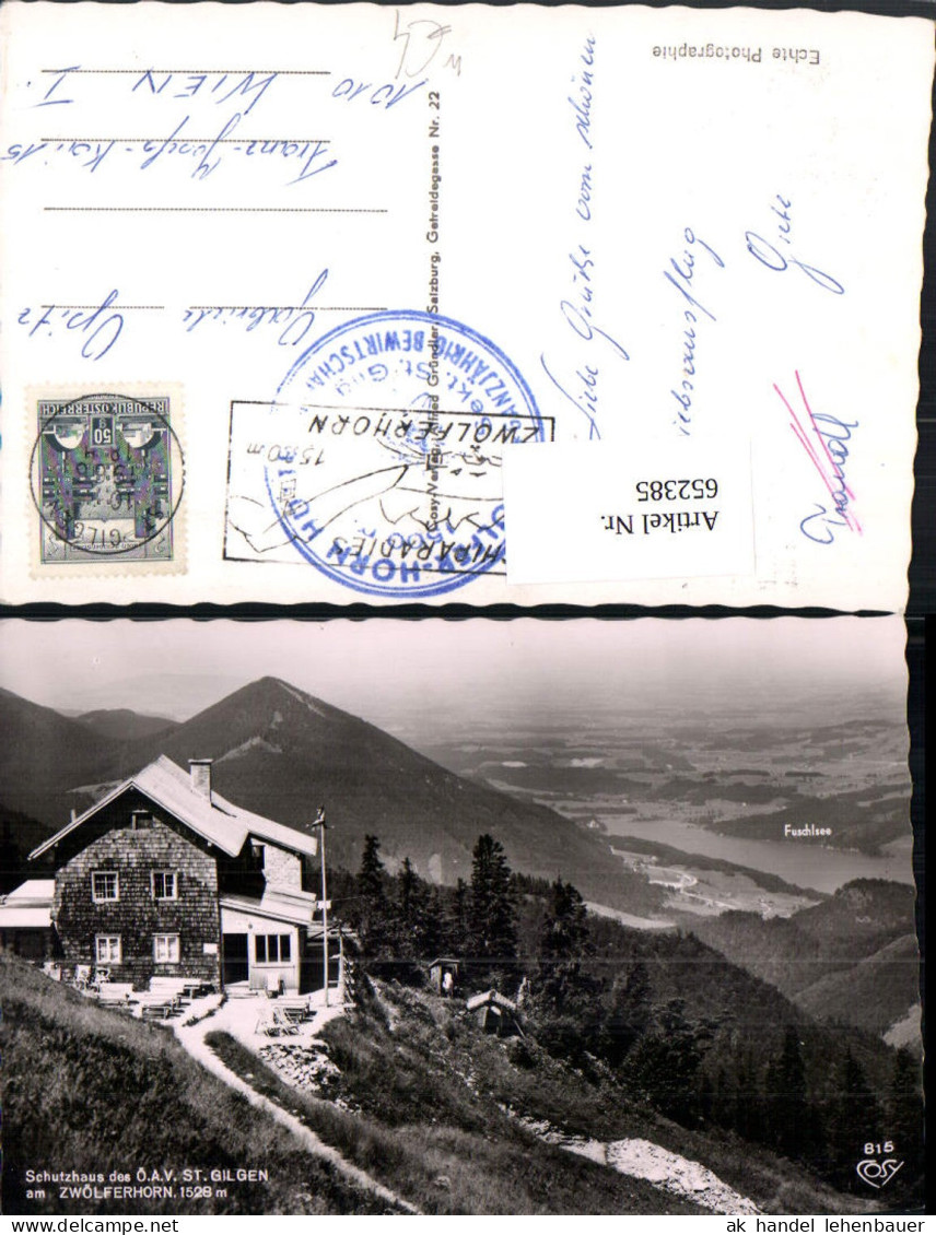 652385,Foto Ak Schutzhaus St Gilgen a. Zwölferhorn Sankt Gilgen