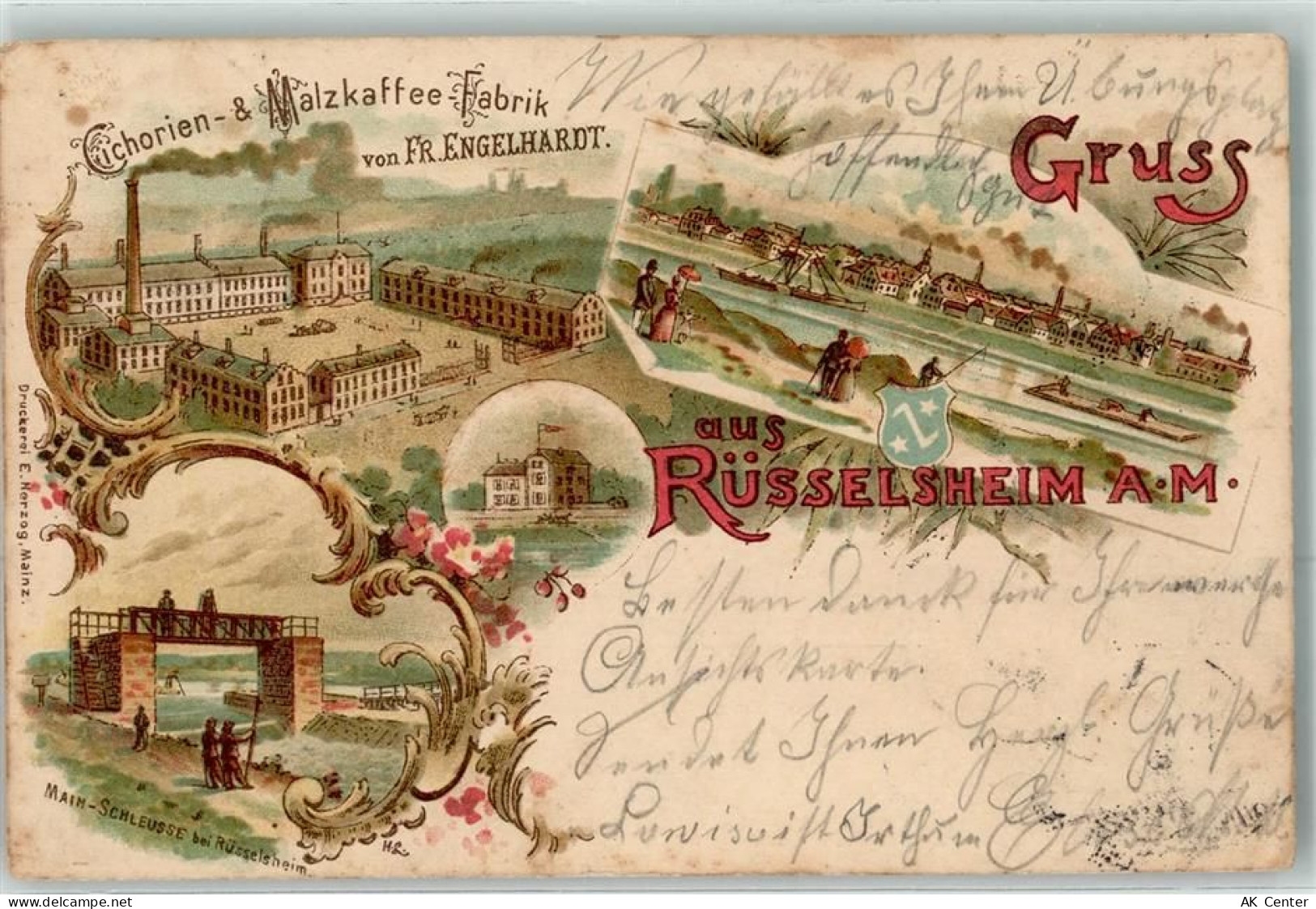 65428 W6090 Rüsselsheim 1899 Lithographie / Künstlerkarte Cichorien- & M... - 13612560