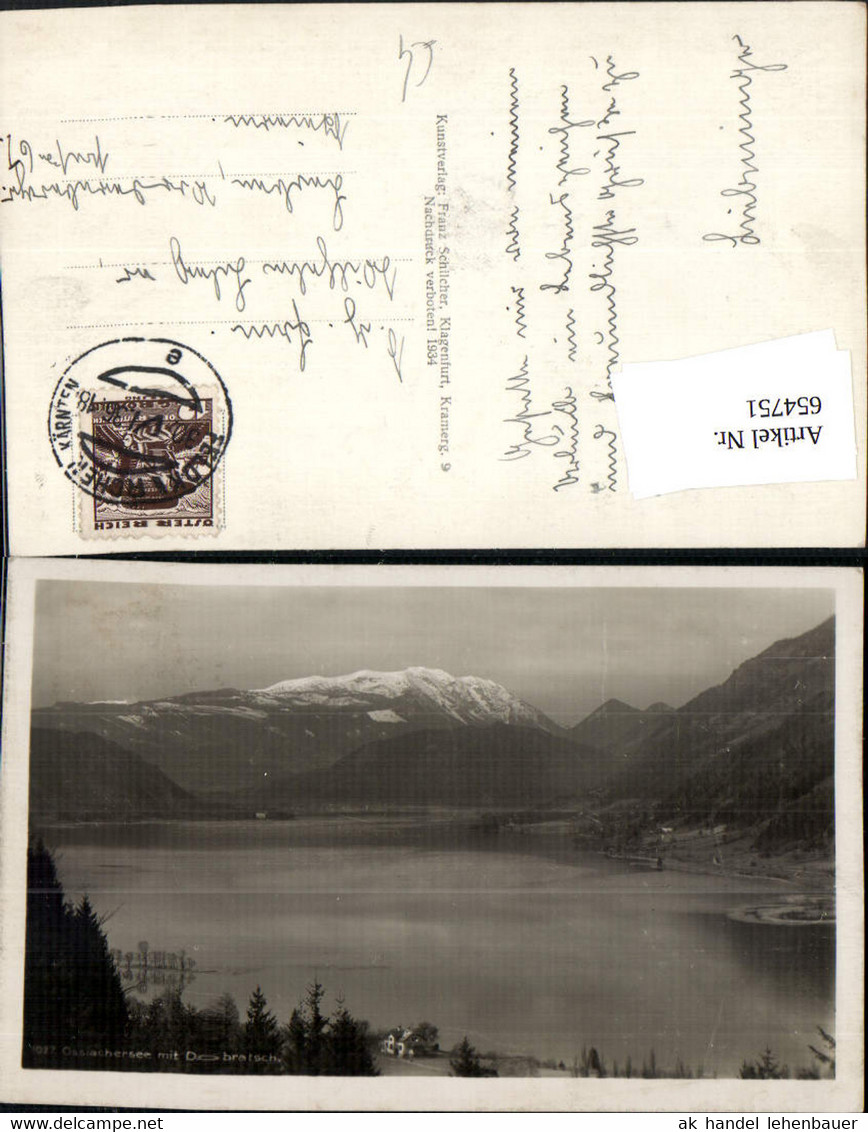 654751,Foto Ak Ossiachersee mit Dobratsch Feldkirchen in K&auml;rnten