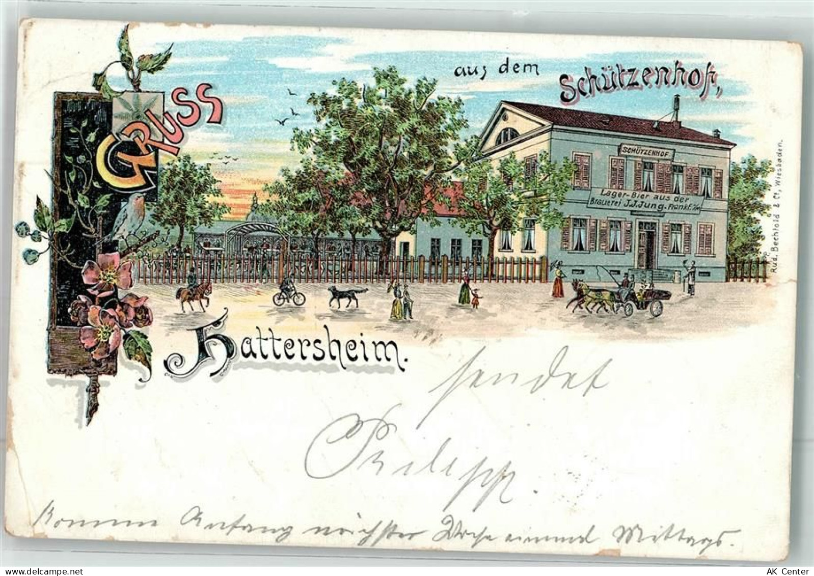 65795 W6234 Hattersheim am Main 1899 Gebrauchsspuren Gasthaus Schützenho... - 13624119