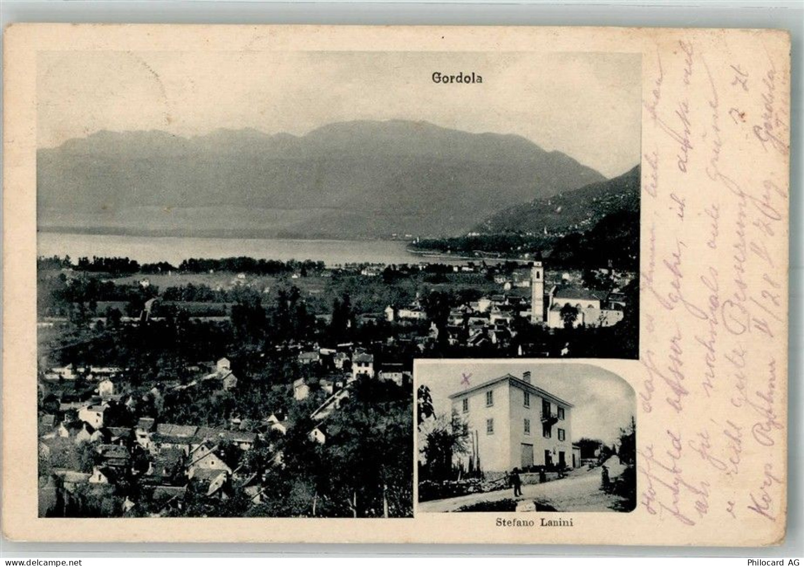 6596 Gordola Foto AK Pension Lanini Feldpost Bataillon Nr. 28 - 13585801