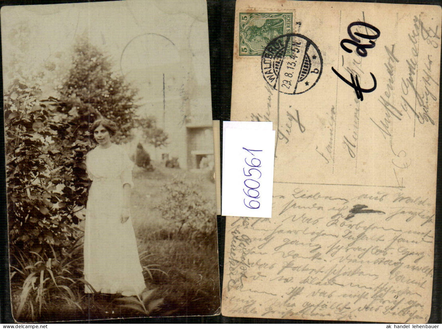 660561,Foto-AK Waldbröl 1913 Frau im Garten