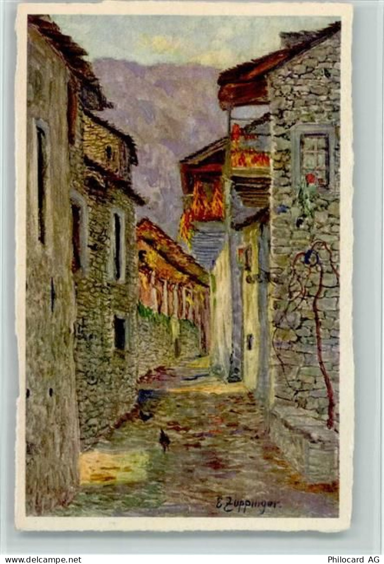 6616 Losone Künstlerkarte Un Vicolo a Losone E. Zuppinger - 11056407