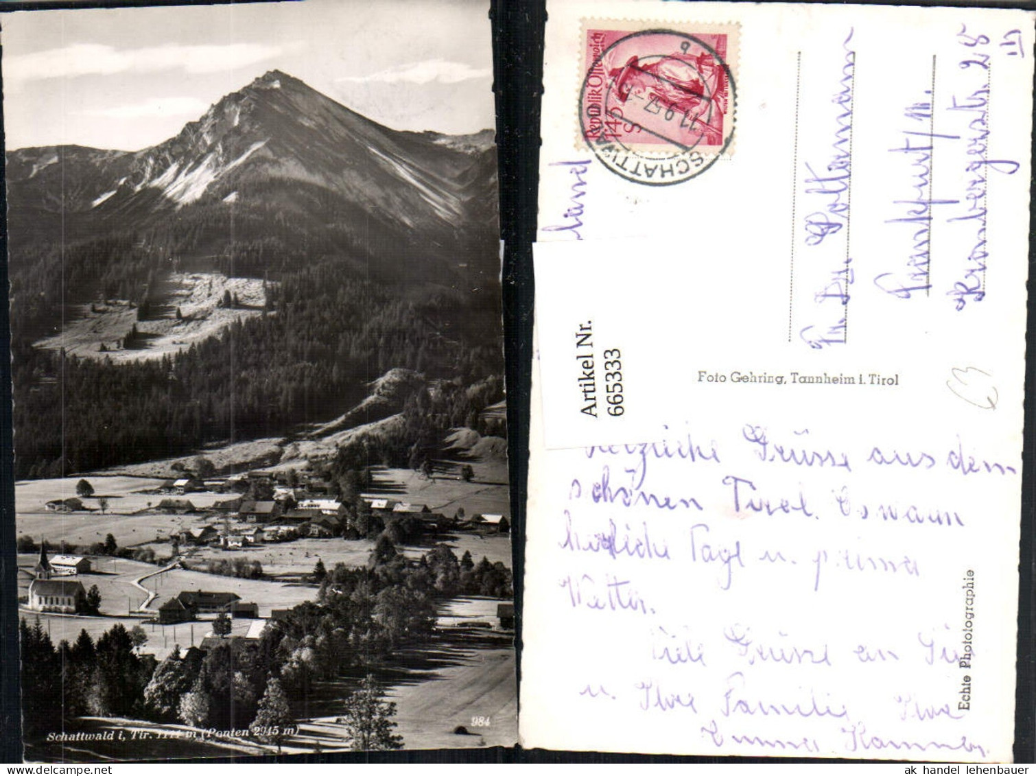 665333,Foto Ak Schattwald i. Tirol Ponten