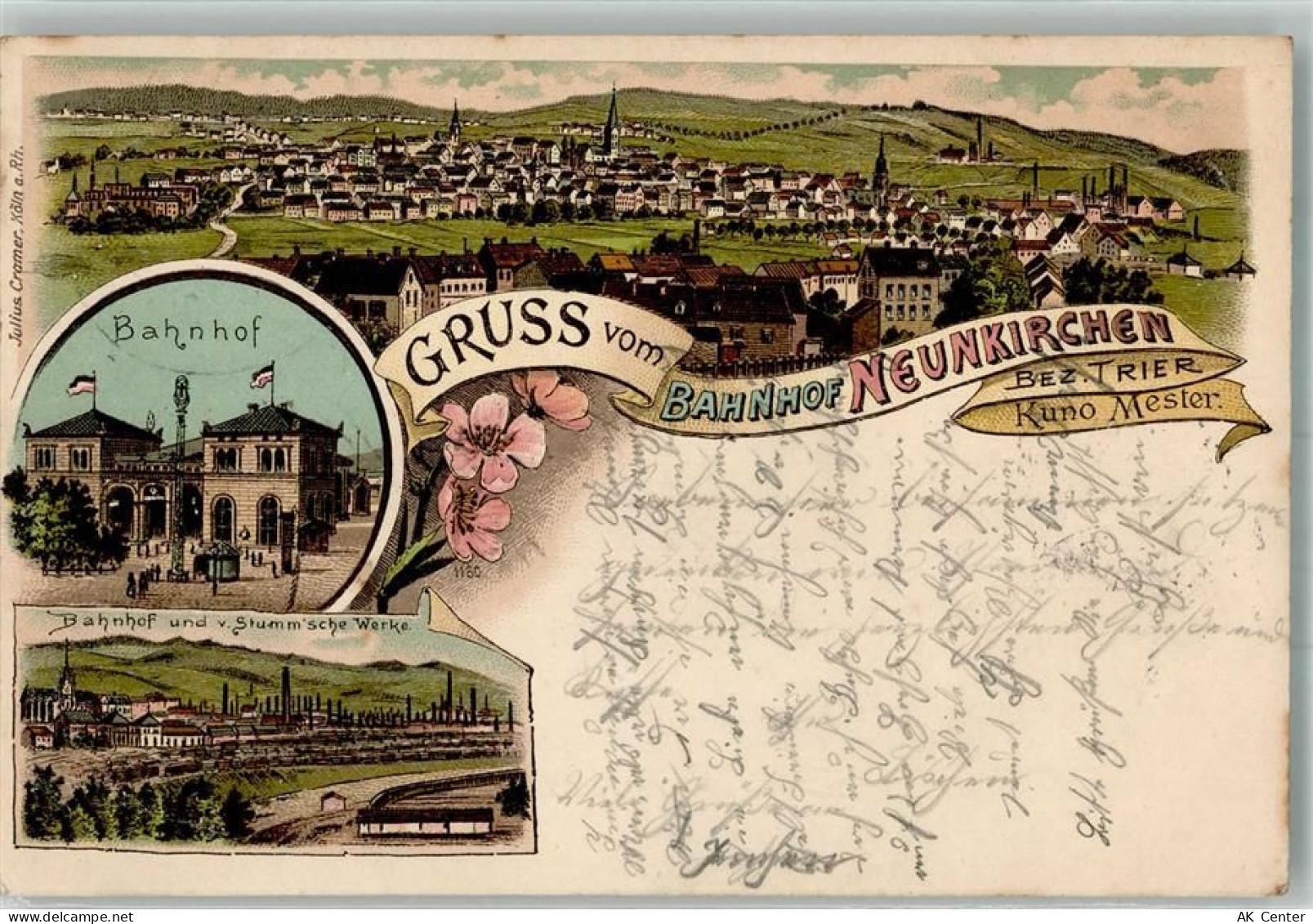 66538 W6680 Neunkirchen , Saar 1898 Lithographie Bahnhof Neunkirchen Stu... - 13653996