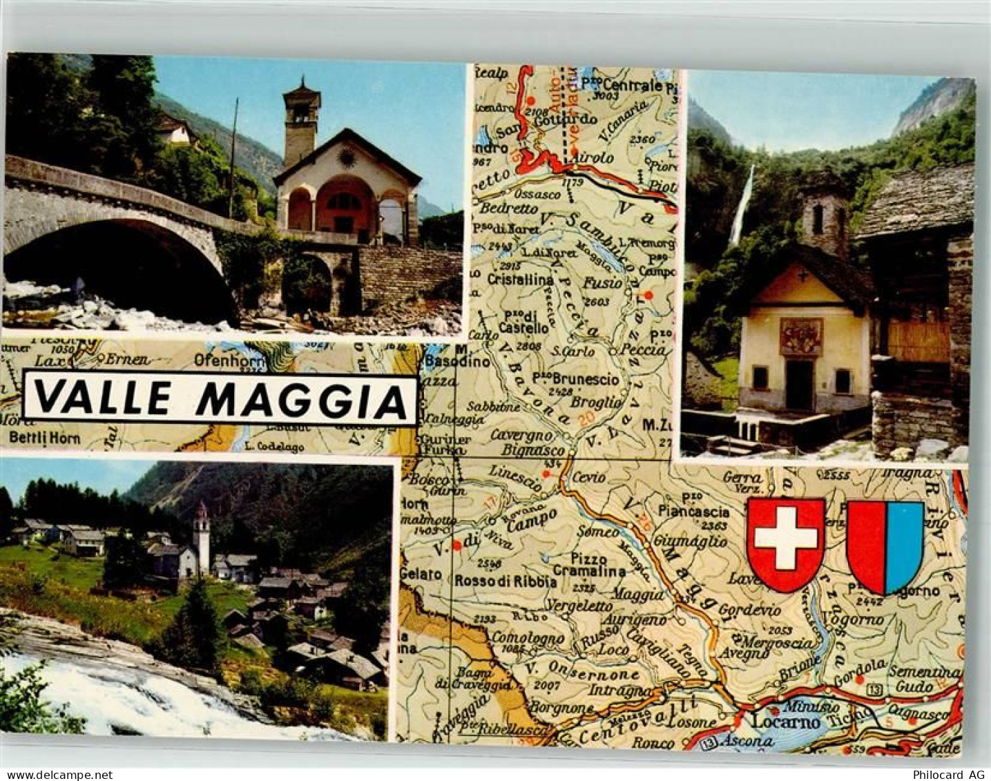 6675 Cevio Foto AK Landkarte Valle Maggia Kirche Wappen - 38068045