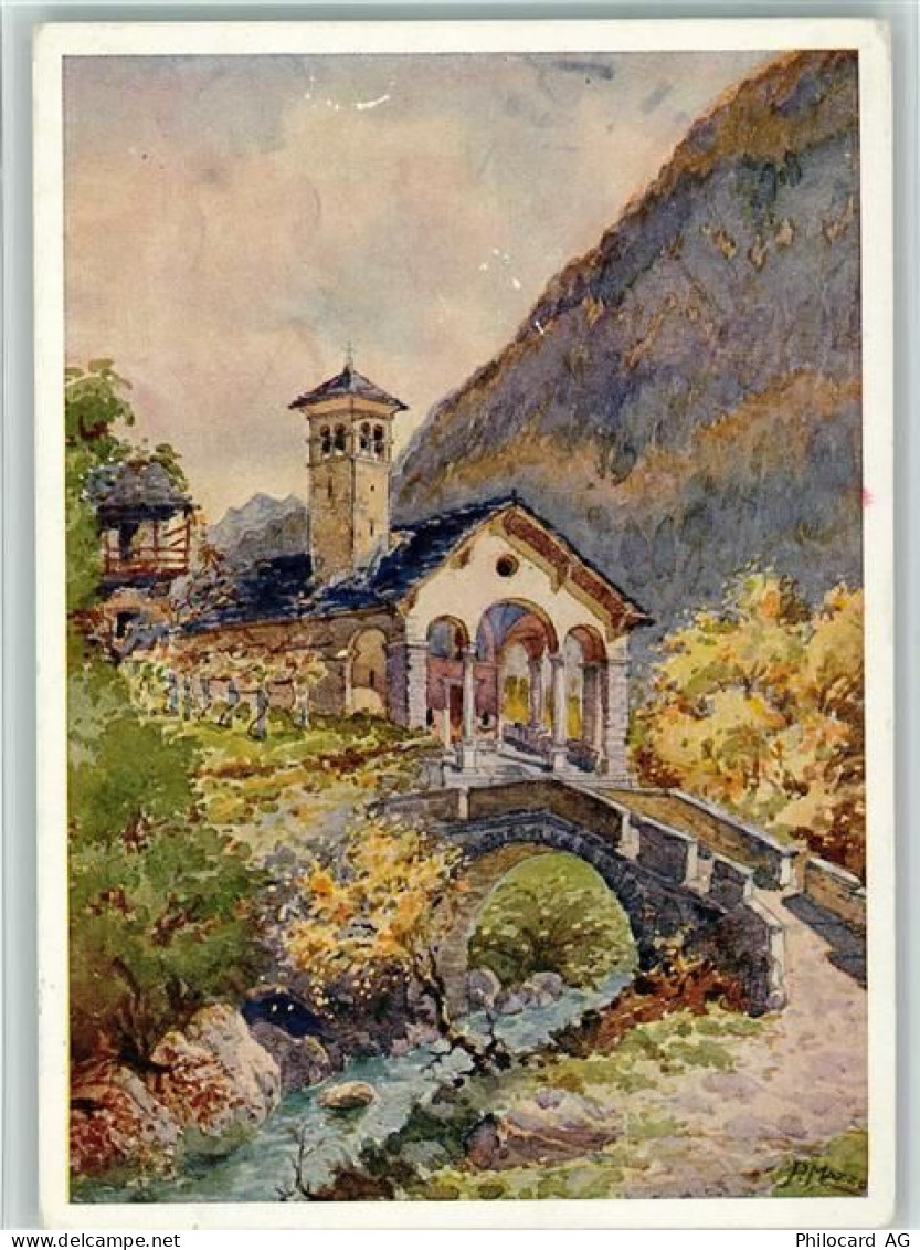 6675 Cevio Künstlerkarte Chiesa Madonna del Rosario alla Rovana sign. P.... - 11094053