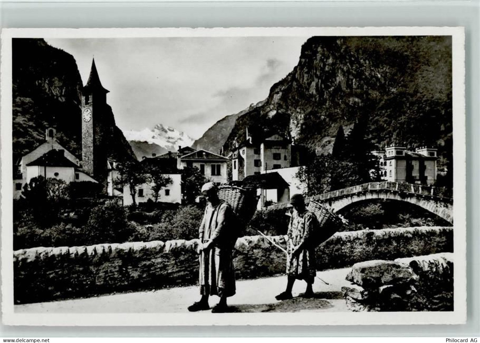 6676 Bignasco - Männer mit Erntekörben Ortsansicht - 10148184