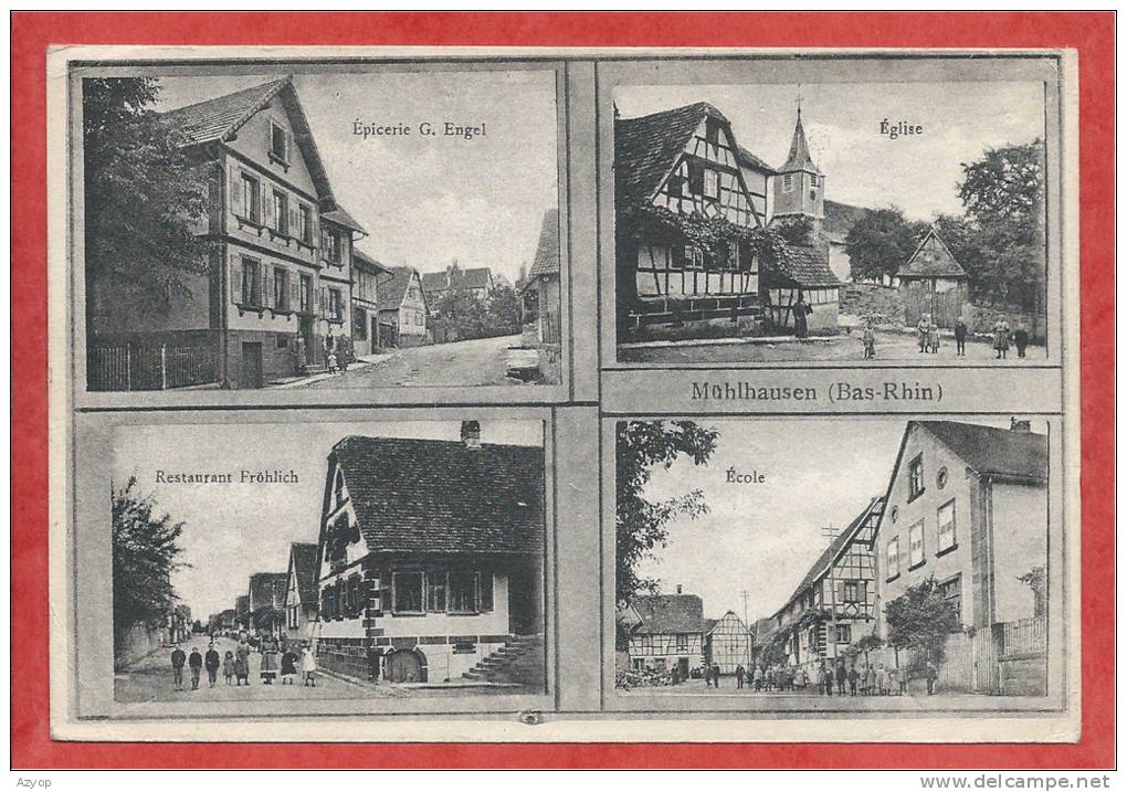 67 -  MUHLHAUSEN ( Bas Rhin ) - MULHAUSEN - Epicerie Engel - Restaurant Frölich - Eglise - Ecole