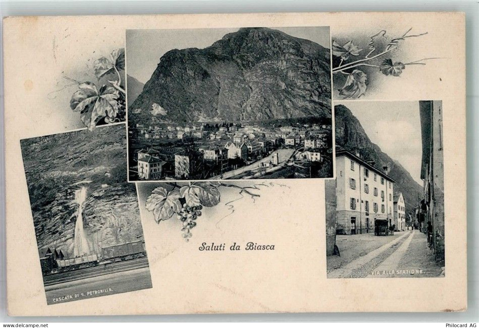 6710 Biasca 1916 Foto AK Eisenbahn Wasserfall Via alla Stazione - 13597465