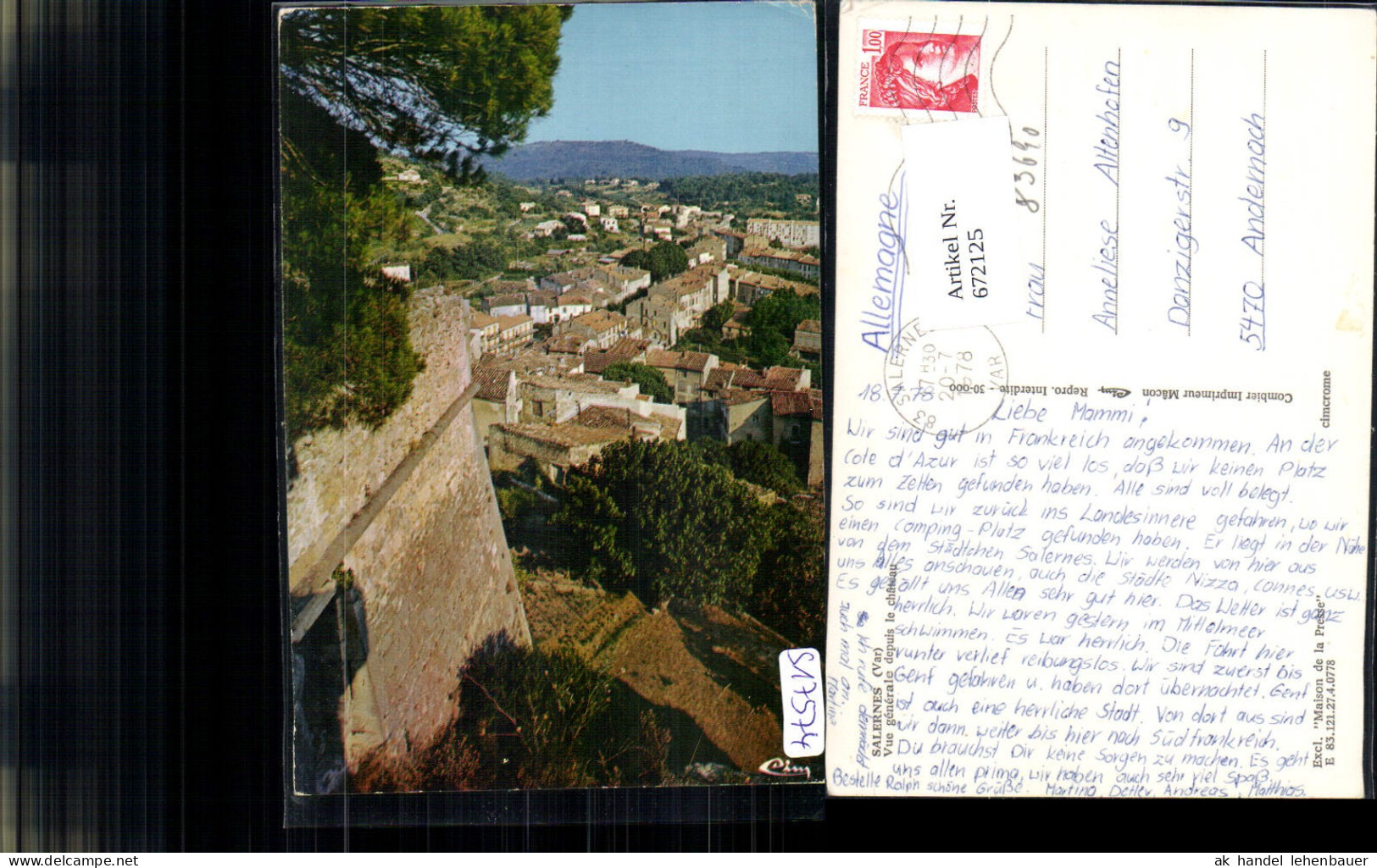 672125,Salernes Var Vue generale depuis le chateau France