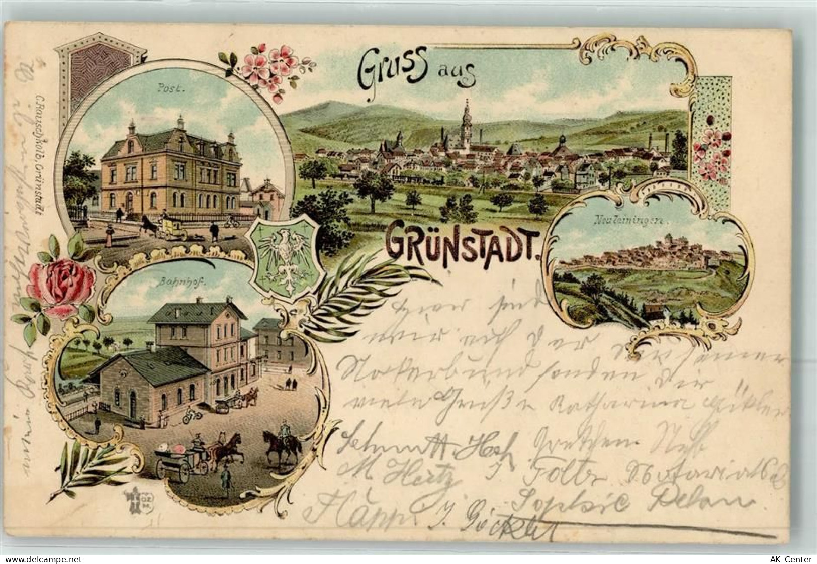 67269 W6718 Grünstadt 1897 Lithographie Post Bahnhof Neuleiningen - 13614471