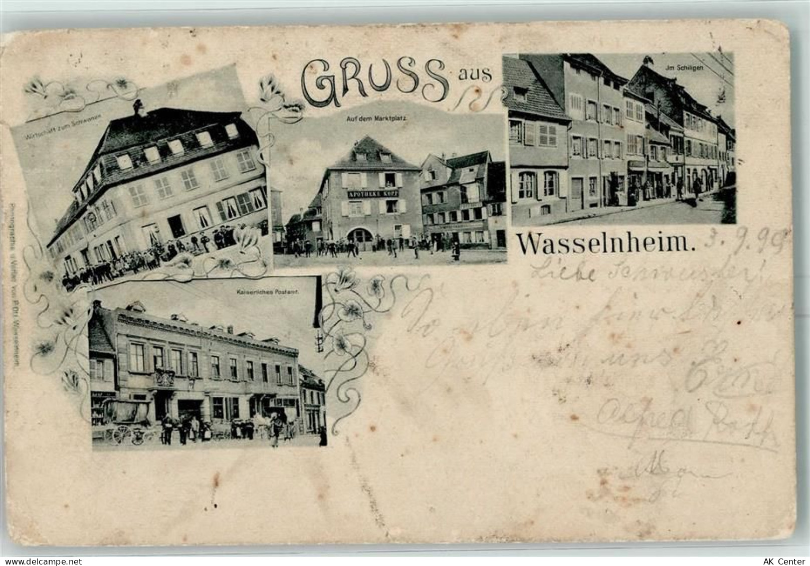 67310 Wasselonne Wasselnheim 1899 Gebrauchsspuren Gasthaus Zum Schwanen ... - 13232194
