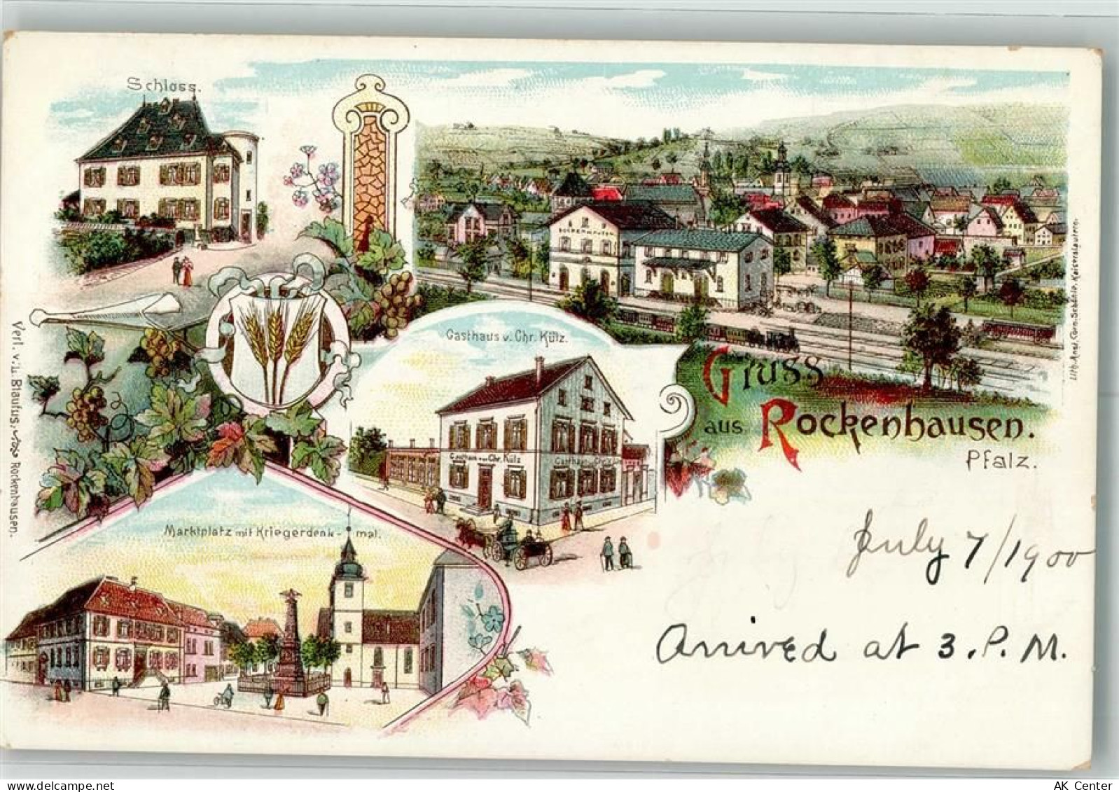 67806 W6760 Rockenhausen Lithographie Bahnhof Gasthaus Kütz Marktplatz S... - 13660212