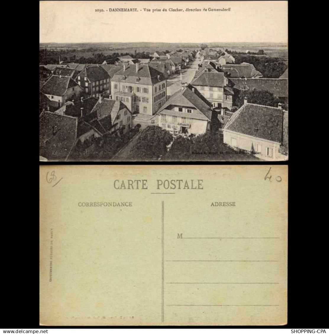 68 - Dannemarie - Vue prise du clocher, direction de Gomersdorff