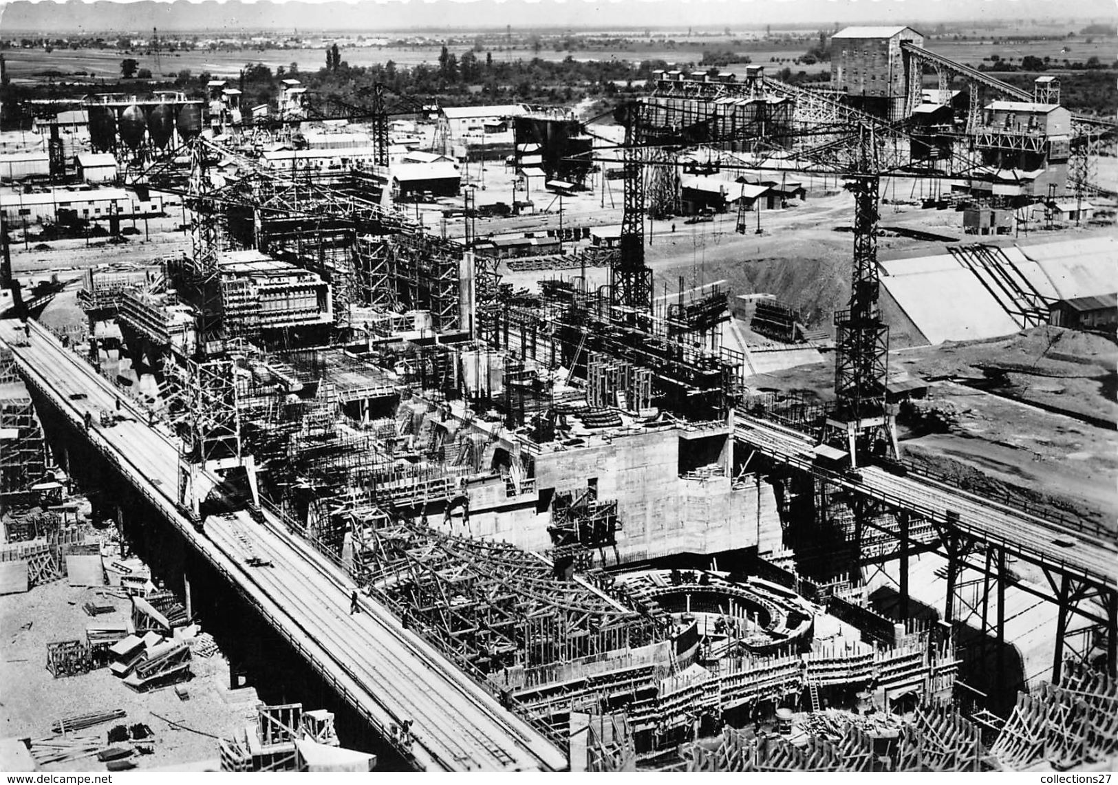 68-FESSENHEIM- CHUTE DE FESSENHEIM- USINE ET UNSTALATIONS DE CHANTIER