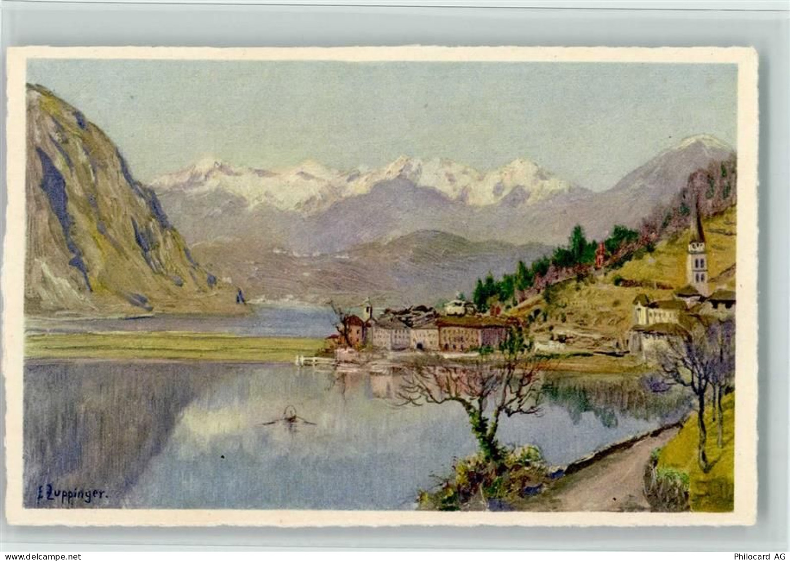 6816 Bissone Künstlerkarte Lago di Lugano E. Zuppinger - 11056346