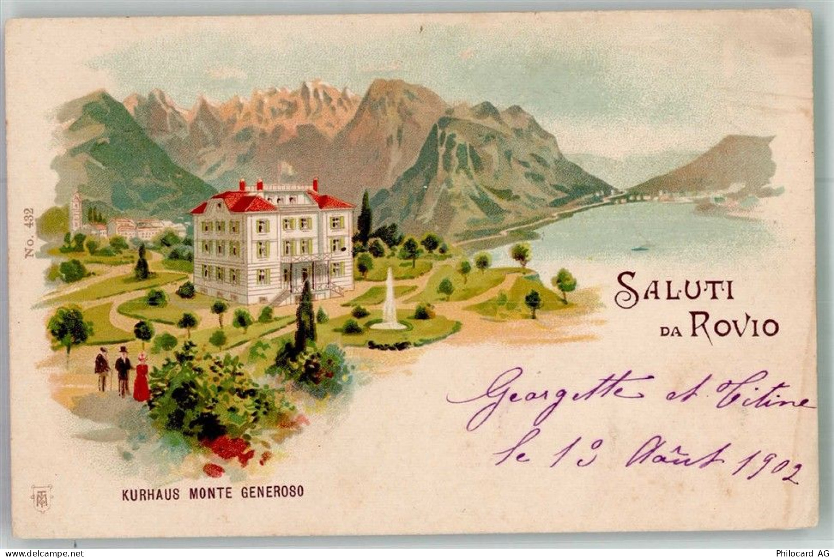 6821 Rovio 1902 Gebrauchsspuren Kurhaus Monte Generoso Lithographie - 13596681