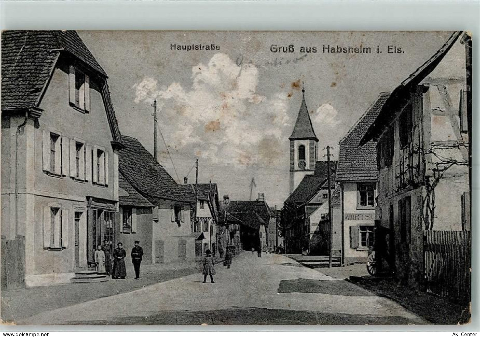 68440 Habsheim 1917 - Hauptstraße AK - 13428784