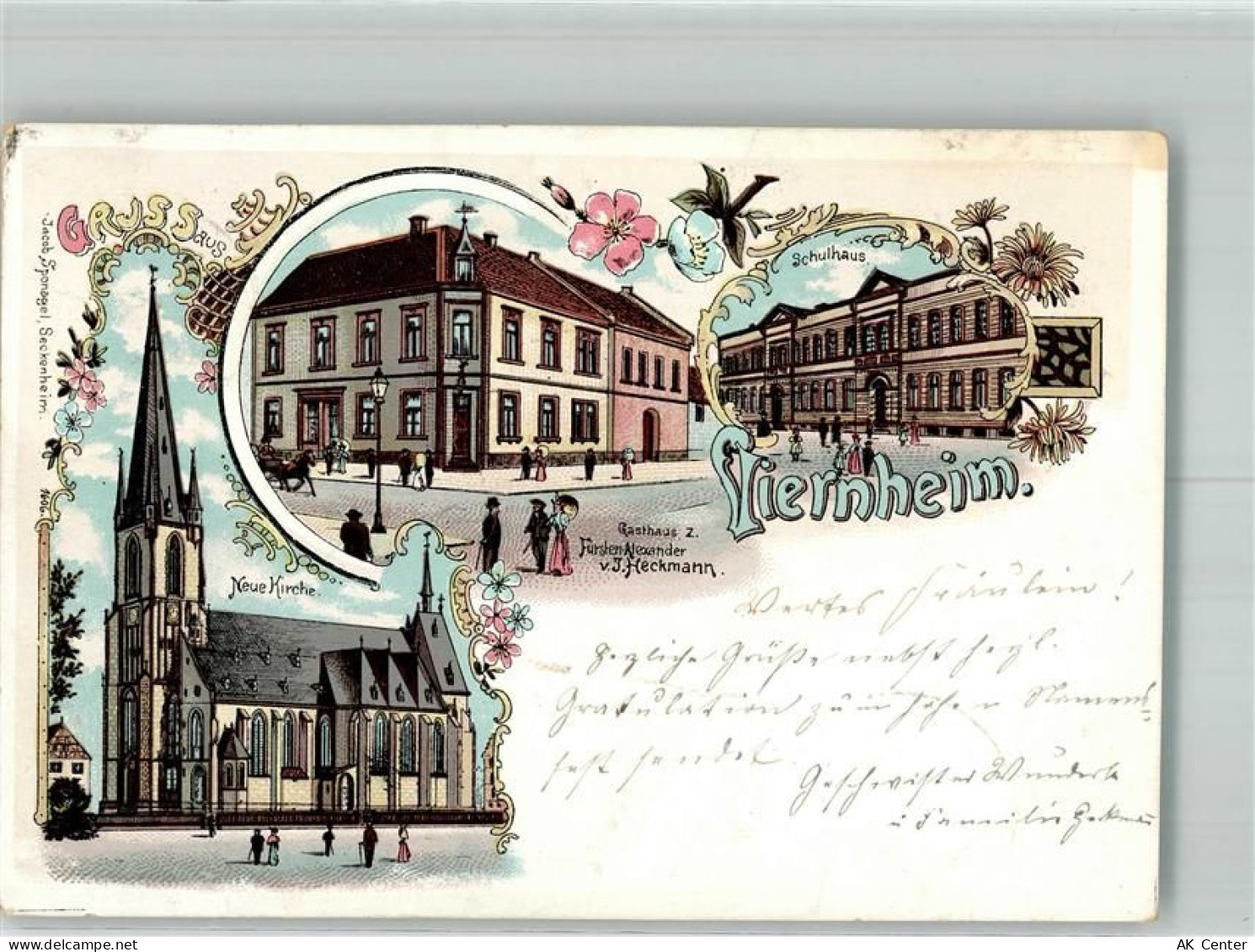 68519 W6806 Viernheim 1901 Lithographie Gasthaus zum Fürsten Alexander v... - 13660134