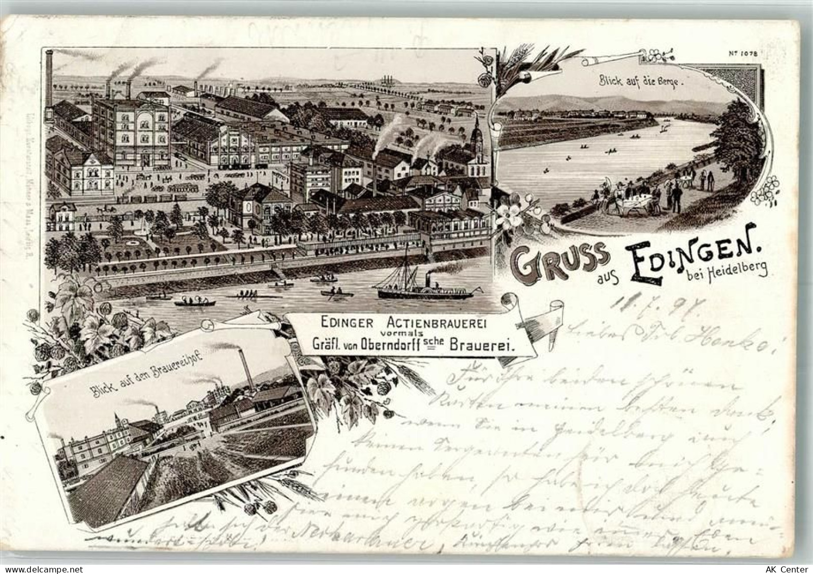 68535 W6803 Edingen-Neckarhausen 1897 Lithographie Edinger Actienbrauere... - 13660412