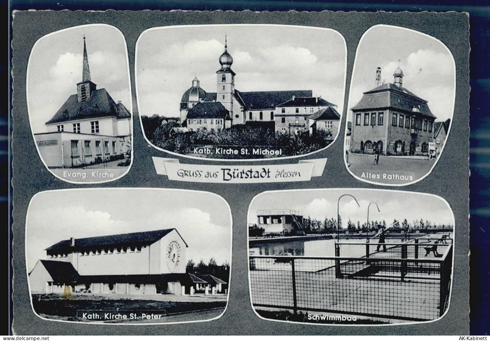68642 W6842 Bürstadt - Kirche St.Michael und St Peter altes Rathaus Schw... - 51652978