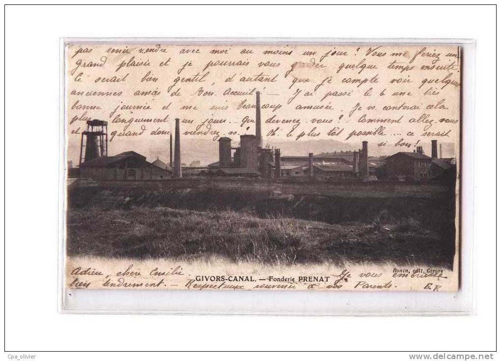 69 GIVORS Usine, Fonderie Prenat, Givors Canal, ed Bonin, 1905