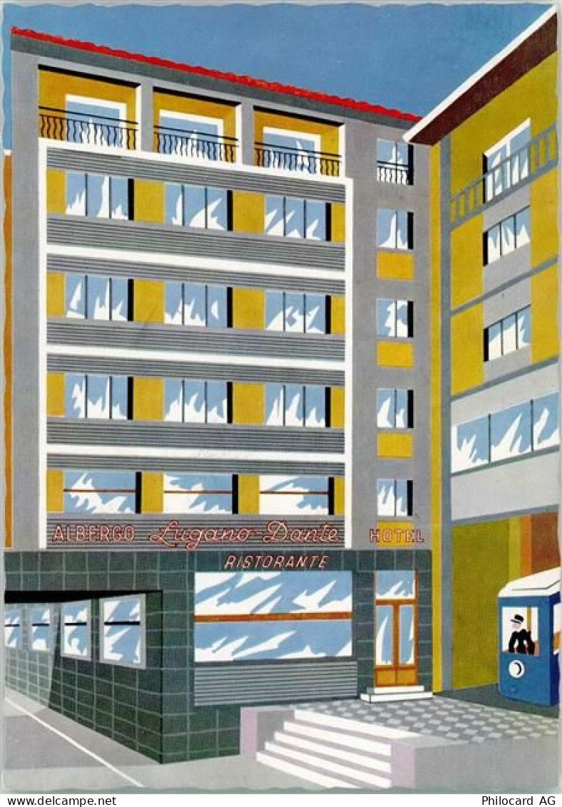 6900 Lugano 1957 Lithographie Gasthaus Lugano-Dante - 10686656