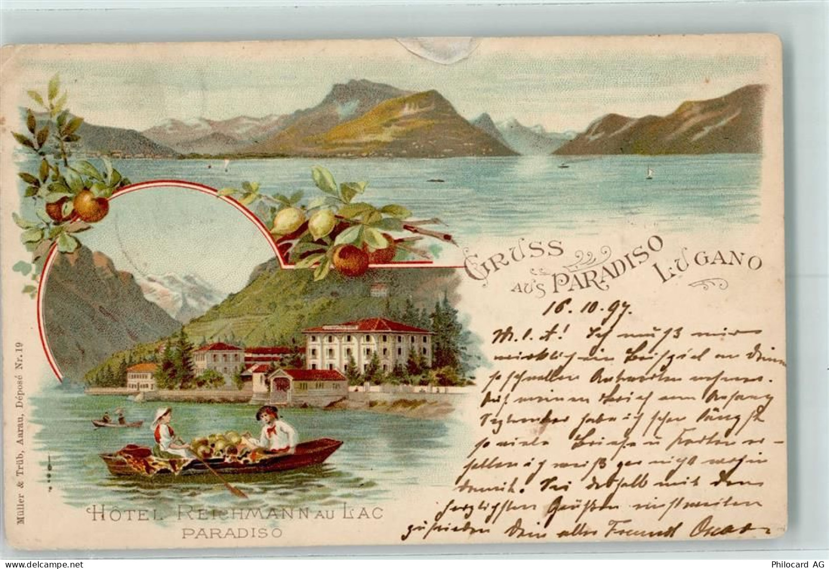 6900 Paradiso 1897 Gebrauchsspuren Hotel Reichmann au Lac Paradiso Ruder... - 13224672