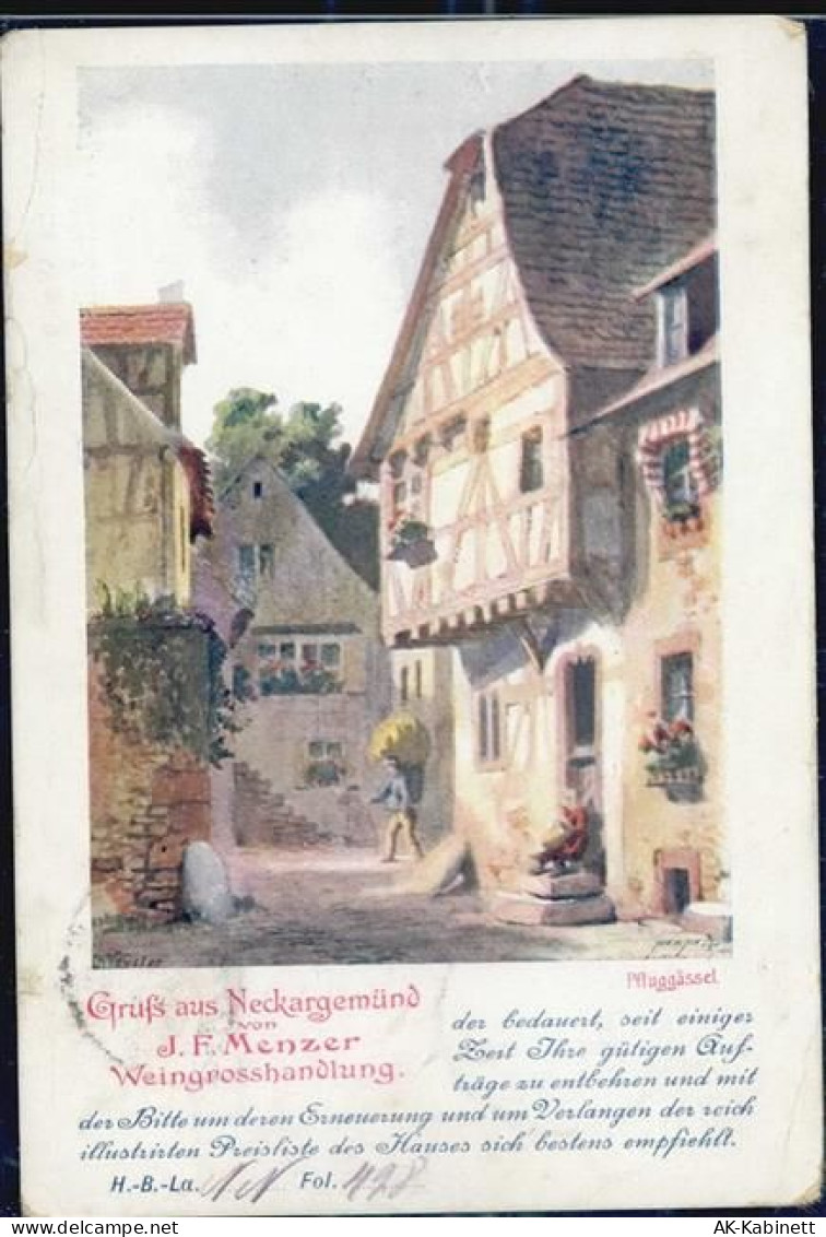 69151 W6903 Neckargemünd Lithographie / Künstlerkarte Weingrosshandlung ... - 51653088