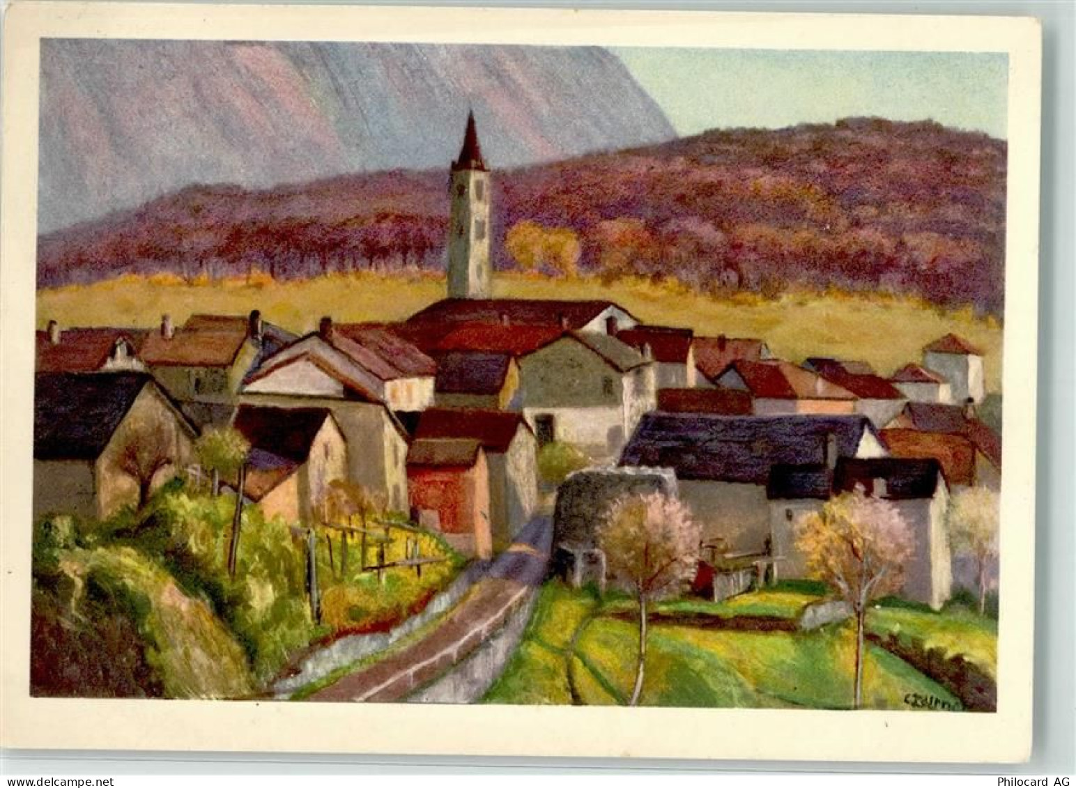 6954 Sala Capriasca 1961 Künstlerkarte Pfarrkirche S. Ambrogio Malerei... - 10664494