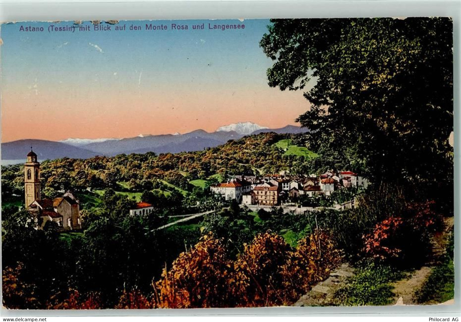 6999 Astano 1924 - Blick auf den Monte Rosa und Langensee Morgenrot - 10216888